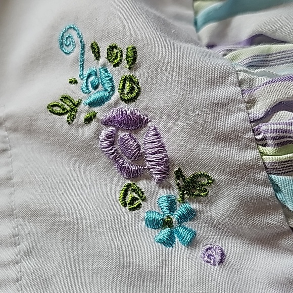 Vintage Kmart Short Sleeve Front Snap Striped  Housecoat Women's Size Medium - Picture 7 of 16